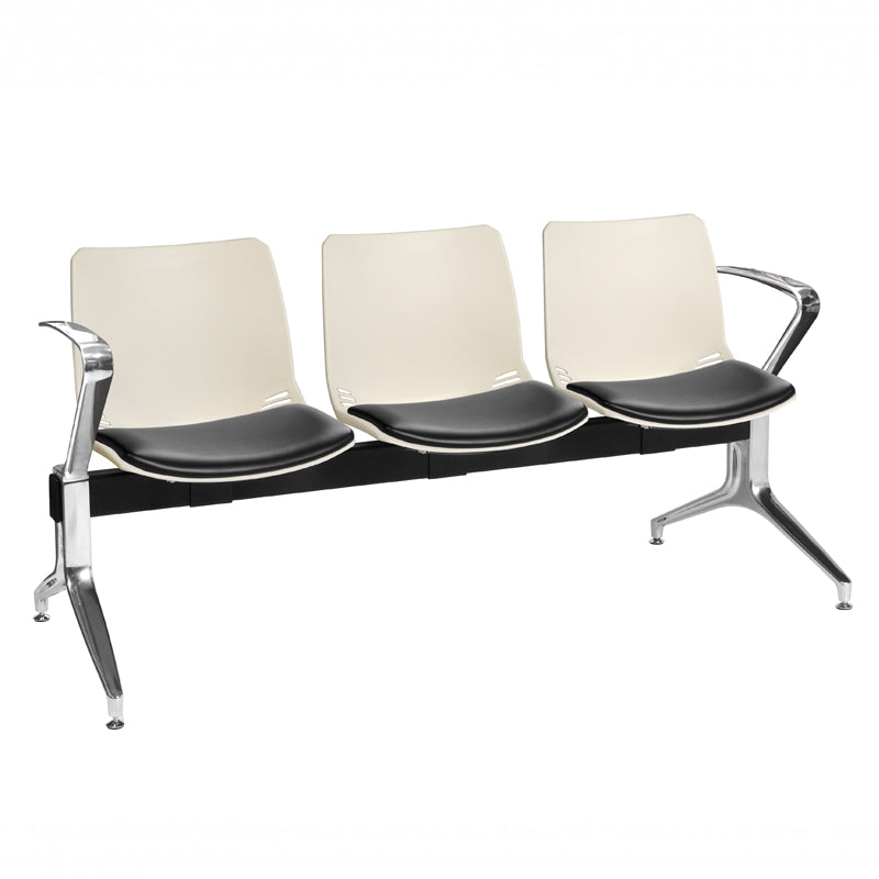 Sunflower - Neptune Visitor 3 Seat Module with 3 Black Vinyl Upholstered Seat Pads