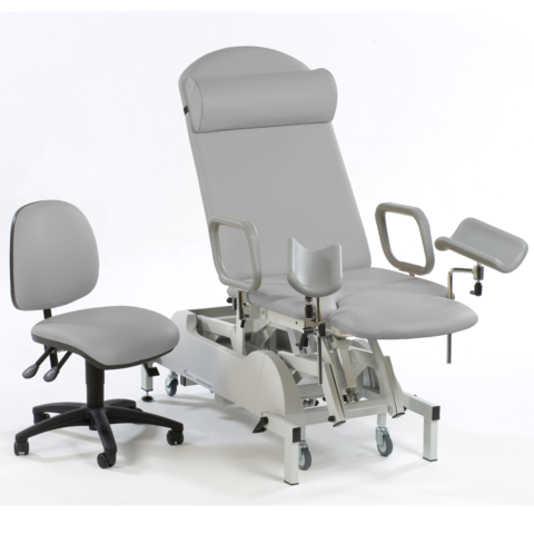 Seers - Medicare Deluxe Gynaecology Couch Deluxe model Removable extension, base cover, matching chair - PRH and HC (RWD)