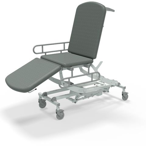 Seers - CLINNOVA Mobile 3 Section electric couch with classic base and gas assisted back and foot rest and switch and wheel options (265Kg SWL)
