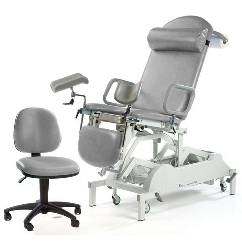Seers - Medicare Deluxe Gynaecology Couch Deluxe model Removable extension, base cover, matching chair - PRH and HC (RWD)