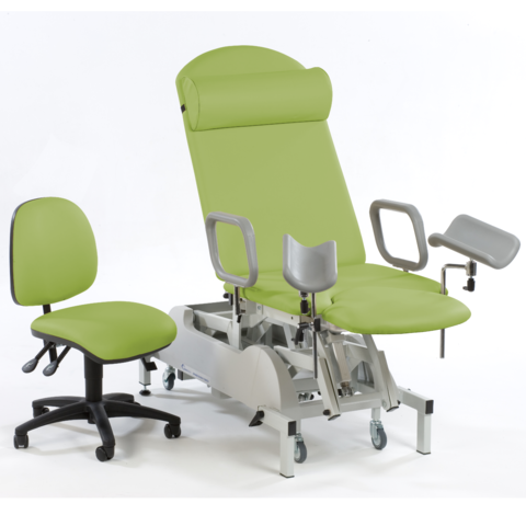 Seers - Medicare Deluxe Gynaecology Couch Deluxe model Removable extension, base cover, matching chair - PRH and HC (RWD)