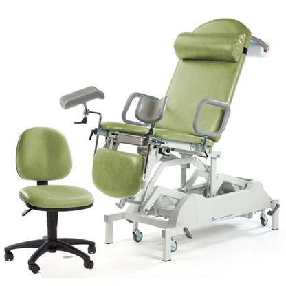 Seers - Medicare Deluxe Gynaecology Couch Deluxe model Removable extension, base cover, matching chair - PRH and HC (RWD)