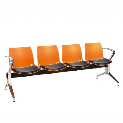 Sunflower - Neptune Visitor 4 Seat Module with 4 Black Vinyl Upholstered Seat Pads