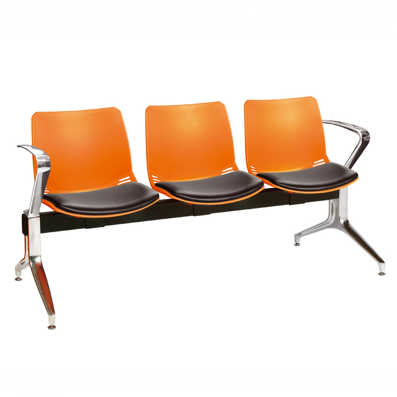 Sunflower - Neptune Visitor 3 Seat Module with 3 Black Vinyl Upholstered Seat Pads