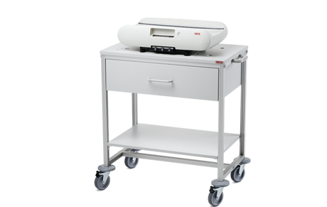 seca 403 - Mobile cart with drawer - with baby scales in place