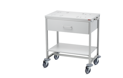 seca 403 - Mobile cart with drawer for seca baby scales with indentations in the surface to secure seca baby scales firmly in place