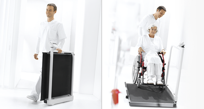 seca 677r - Class III high capacity digital wheelchair scale with folding handrail, BMI. RS232 interface - ideal for Renal Units