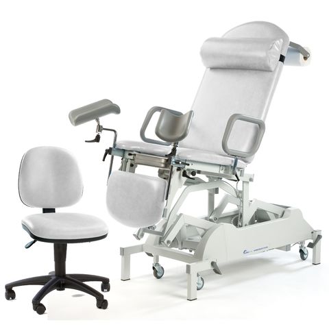 Seers - Medicare Deluxe Gynaecology Couch Deluxe model Removable extension, base cover, matching chair - PRH and HC (RWD)