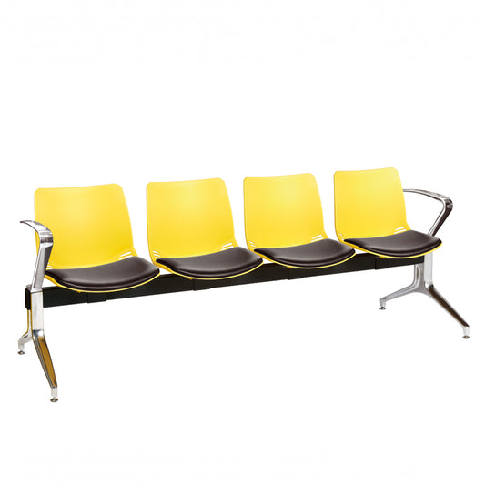 Sunflower - Neptune Visitor 4 Seat Module with 4 Black Vinyl Upholstered Seat Pads