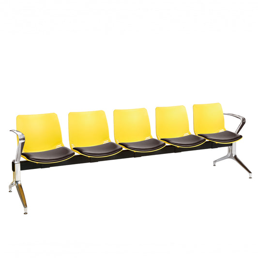 Sunflower - Neptune Visitor 5 Seat Module with 5 Black Vinyl Upholstered Seat Pads